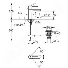Grohe Plus - Mitigeur de lavabo S avec garniture de vidage Push-Open, chrome 33163003