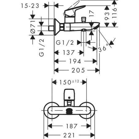 Hansgrohe Logis - Mitigeur de baignoire, chrome 71400000
