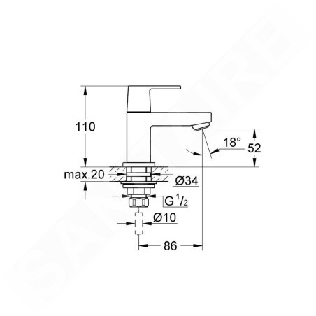 Grohe Eurocube - Robinet sur plage, chrome 23137000