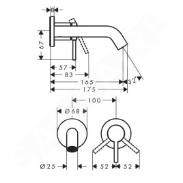 Hansgrohe Tecturis S - Mitigeur de lavabo encastré, avec vidage, installation à 2 trous, EcoSmart, bronze brossé 73350140