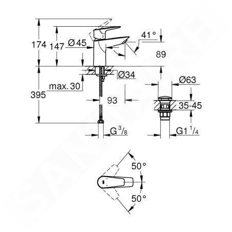 Grohe Start Edge - Mitigeur de lavabo avec vidage Push-Open, chrome 23898001