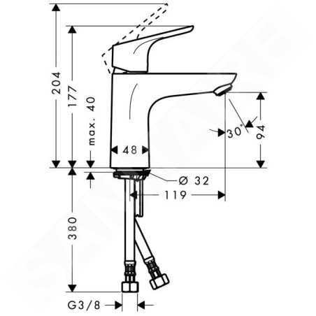 Hansgrohe Focus E2 - Mitigeur de lavabo 100, LowFlow 3,5 l/min, chrome 31513000