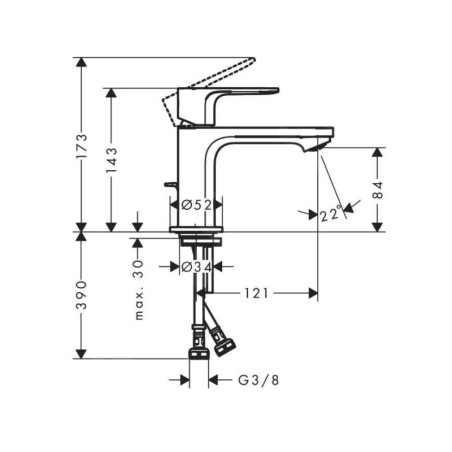 Hansgrohe Rebris E - Mitigeur de lavabo, CoolStart, chrome 72554000