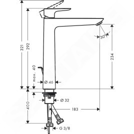 Hansgrohe Talis E - Mitigeur de lavabo avec tirette de vidage, noir chromé brossé 71716340