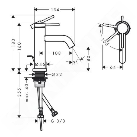Hansgrohe Tecturis S - Mitigeur d'évier avec vidage, CoolStart, EcoSmart, bronze brossé 73302140
