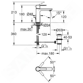 Grohe Lineare - Mitigeur de lavabo avec vidage, Hard Graphite brossé 32114AL1