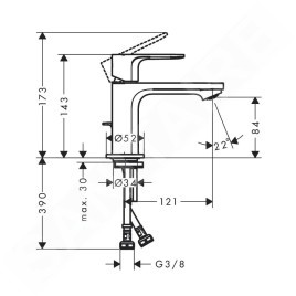 Hansgrohe Rebris S - Mitigeur de lavabo avec vidage, chrome 72510000