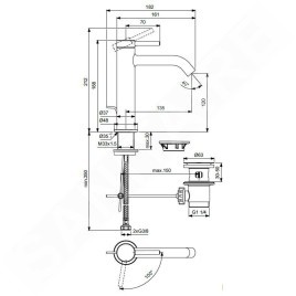 Ideal Standard Ceraline Nuovo - Mitigeur d'évier avec bonde, BlueStart, chrome BD761AA