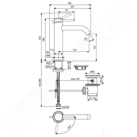 Ideal Standard Ceraline Nuovo - Mitigeur d'évier avec bonde, BlueStart, chrome BD761AA