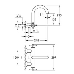 Grohe Atrio - Mitigeur de baignoire, chrome 25010003