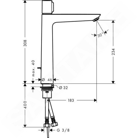 Hansgrohe Talis Select E - Mitigeur de lavabo 240 avec garniture de vidage à tirette et commande à bouton, chrome 71752000