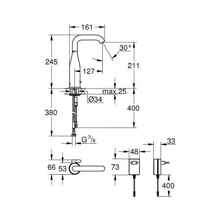 Grohe Essence E - Mitigeur électronique infrarouge de lavabo, avec mélangeur et limiteur de température ajustable, chrome