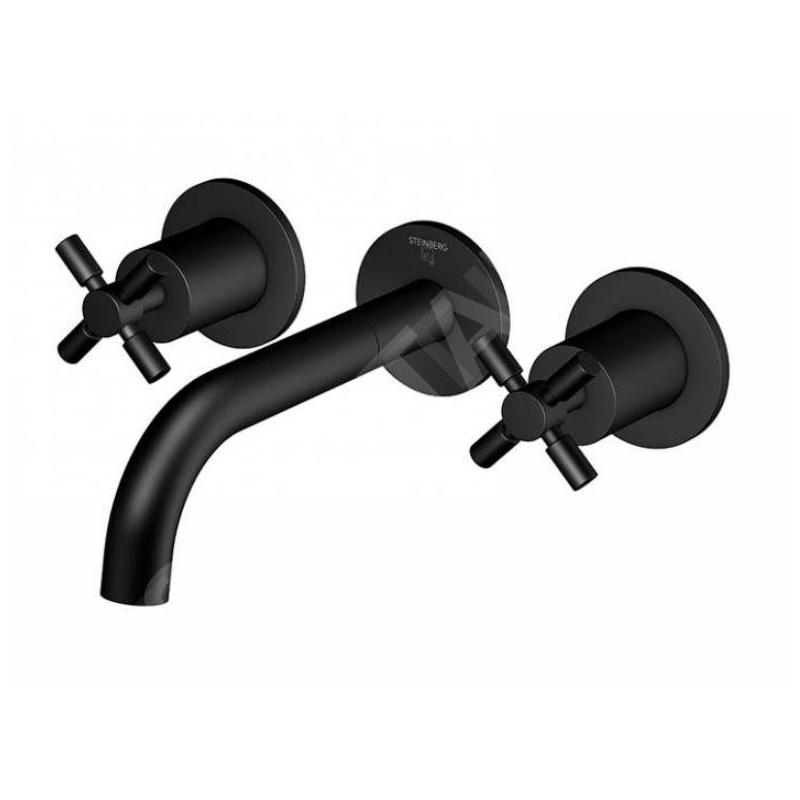 Steinberg 250 - Mitigeur de lavabo encastré, installation 3 trous, avec corps, noir mat 250 1902 S