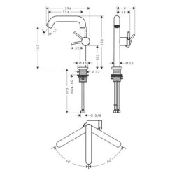 Hansgrohe Tecturis S - Mitigeur de lavabo avec vidage Push-Open, CoolStart, EcoSmart, bronze brossé 73360140