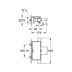Grohe Grohtherm Cube - Mitigeur thermostatique de baignoire, chrome 34502000