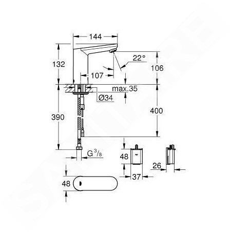 Grohe Eurosmart Cosmopolitan E - Mitigeur électronique infrarouge de lavabo, chrome 36330001