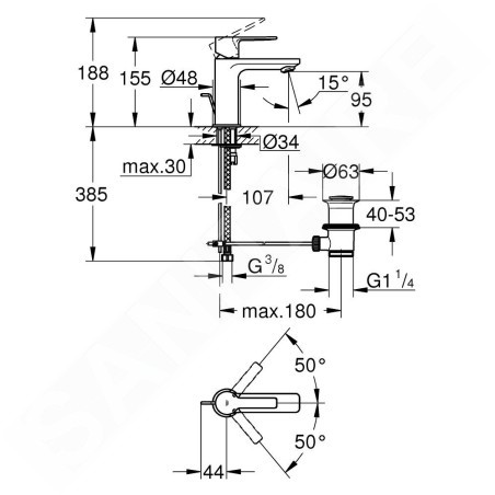 Grohe Lineare - Mitigeur de lavabo avec vidage, Hard Graphite brossé 32109AL1