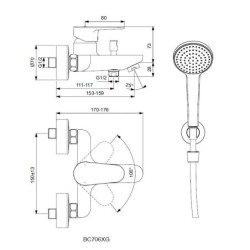 Ideal Standard Cerafine O - Mitigeur de baignoire avec accessoires, Noir BC706XG