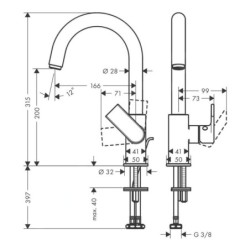 Hansgrohe Vernis Shape - Mitigeur de lavabo avec vidage et bec rotatif, EcoSmart, chrome 71564000