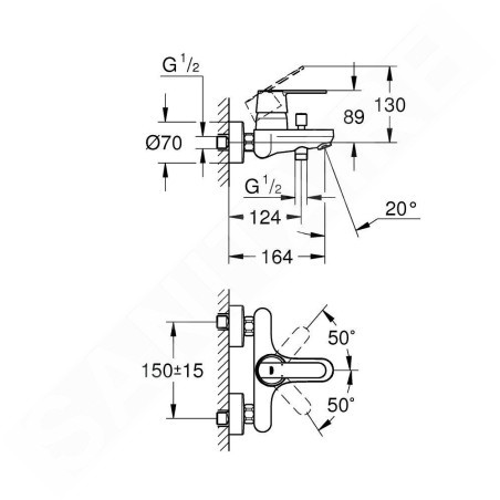 Grohe Get - Mitigeur de baignoire, chrome 32887000