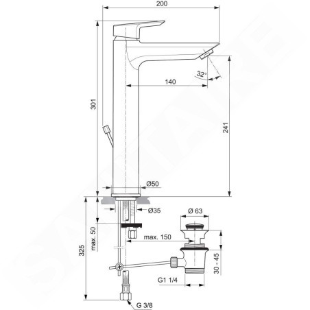 Ideal Standard Tesi - Mitigeur de lavabo avec garniture de vidage, chrome A6573AA