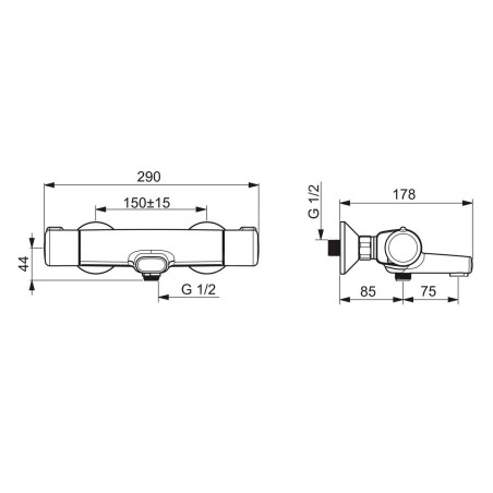 Hansa Micra - Mitigeur de baignoire thermostatique, Thermo Cool, noir mat 5816217133