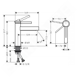 Hansgrohe Finoris - Mitigeur de lavabo 110, Push-Open, EcoSmart, blanc mat 76023700