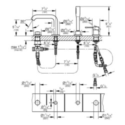 Grohe Essence - Mitigeur au bord de baignoire, installation 4 trous, chrome 1957800A