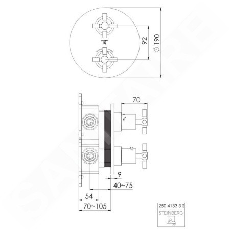 Steinberg 250 - Mitigeur thermostatique encastré pour 2 appareils, chrome 250 4133 3