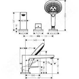 Hansgrohe Metropol - Mitigeur pour montage sur bord de baignoire, installation 3 trous, chrome 74551000