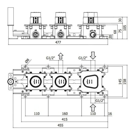 Paffoni Modular Box - Corps de base encastré pour mitigeurs thermostatiques MDBOX000