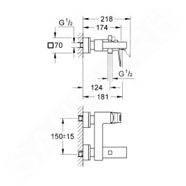 Grohe Eurocube - Mitigeur de baignoire, Hard Graphite brossé 23140AL0