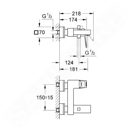 Grohe Eurocube - Mitigeur de baignoire, Hard Graphite brossé 23140AL0