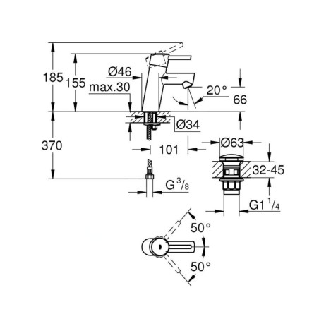 Grohe Concetto - Mitigeur de lavabo avec vidage Push-Open, chrome 23931001