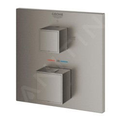 Grohe Grohtherm Cube - Mitigeur thermostatique encastré pour 2 sorties, Hard Graphite brossé 24154AL0