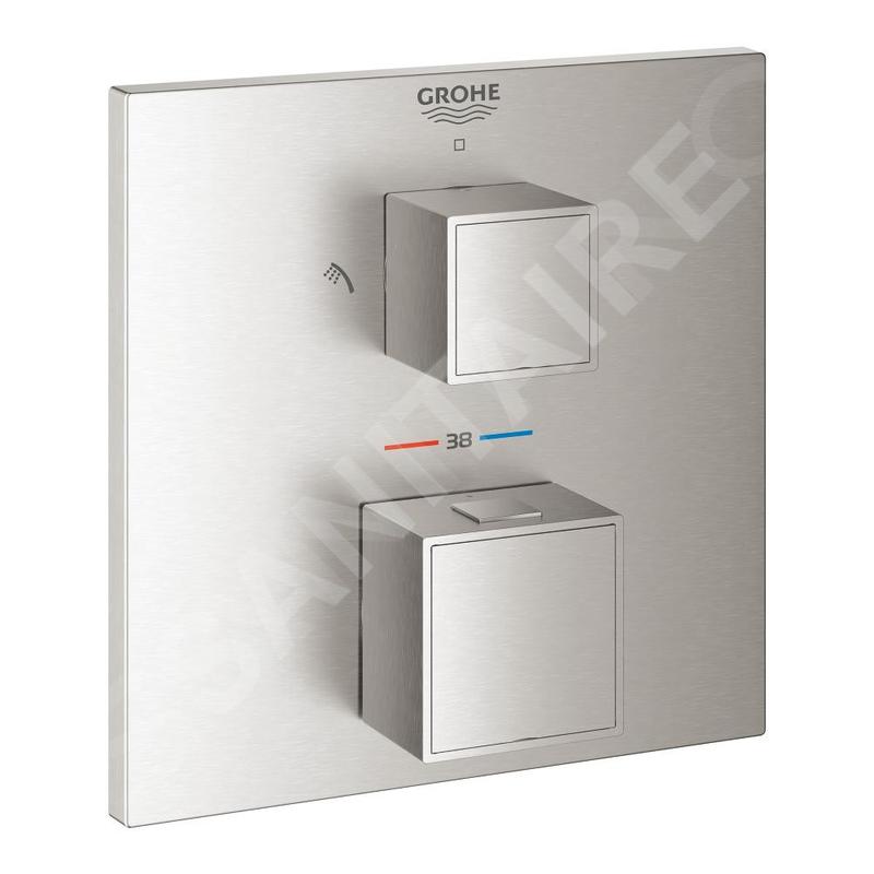 Grohe Grohtherm Cube - Mitigeur thermostatique encastré pour 2 sorties, supersteel 24154DC0