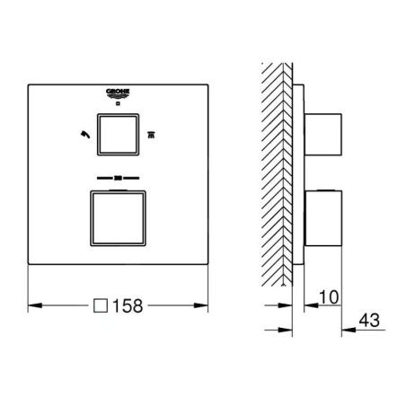 Grohe Grohtherm Cube - Mitigeur thermostatique encastré pour 2 sorties, supersteel 24154DC0