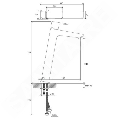 Ravak 10° Free - Mitigeur de lavabo TD F 015.20, noir X070151