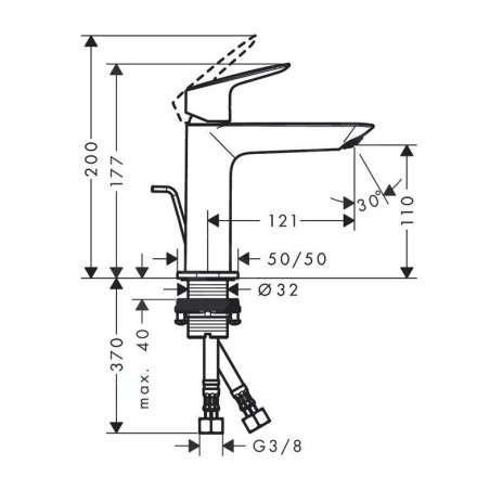 Hansgrohe Logis - Mitigeur de lavabo avec vidage, EcoSmart, noir mat 71251670