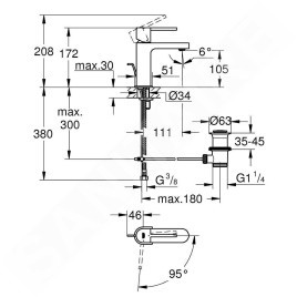Grohe Plus - Mitigeur de lavabo S avec vidage, chrome 23870003