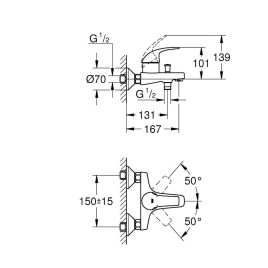 Grohe Start Curve - Mitigeur de baignoire, chrome 23768000