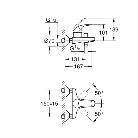 Grohe Start Curve - Mitigeur de baignoire, chrome 23768000