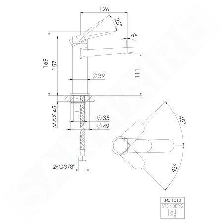 Steinberg 340 - Mitigeur de lavabo, or brossé 340 1010 BG