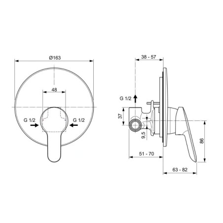 Ideal Standard Alpha - Mitigeur de douche avec corps d´encastrement, chrome A7184AA