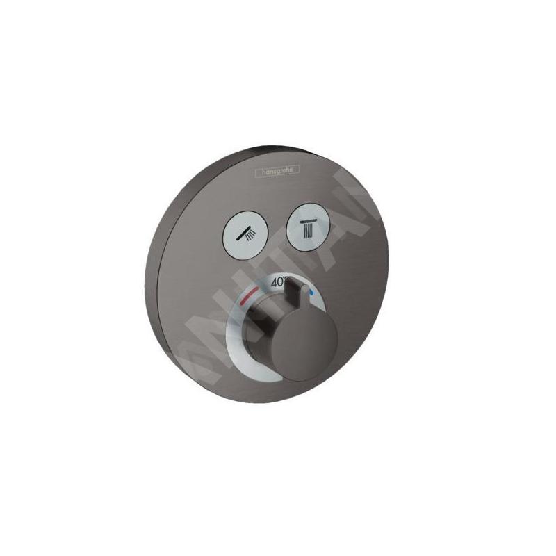 Hansgrohe Shower Select - Mitigeur thermostatique encastré, 2 sorties, chrome noir brossé 15743340 Hansgrohe Shower Select - Mitigeur thermostatique encastré, 2 sorties, chrome noir brossé 15743340