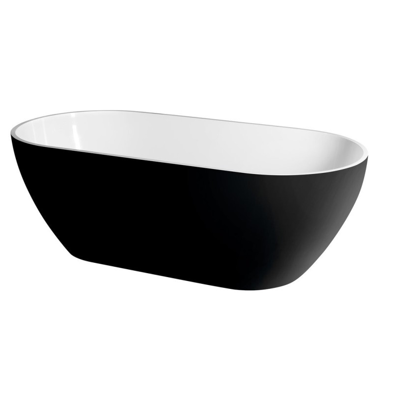 REDUTA Cast Marble Bain de qualité 171x81x46cm, Noir/Blanc