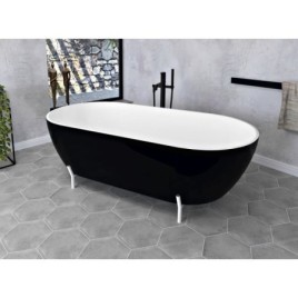 REDUTA Cast Marble Bain de qualité 171x81x46cm, Noir/Blanc