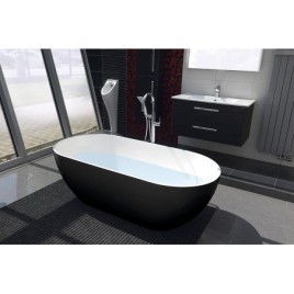 REDUTA Cast Marble Bain de qualité 171x81x46cm, Noir/Blanc