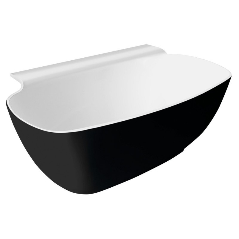 NIGRA Cast Marble Freestanding Bath 158x80x45cm, Noir/Blanc
