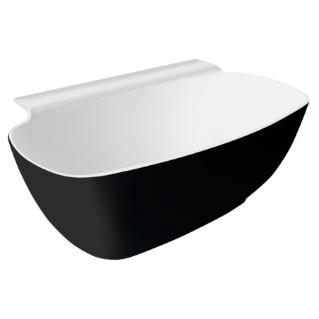 NIGRA Cast Marble Freestanding Bath 158x80x45cm, Noir/Blanc